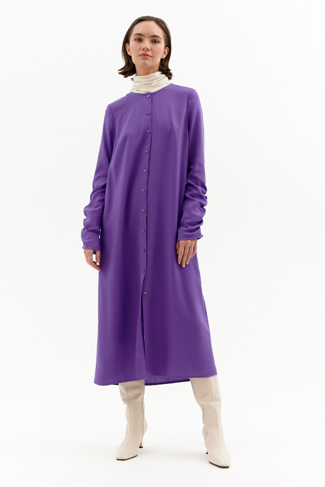 

Платье со сборками на рукавах, Фиолетовый