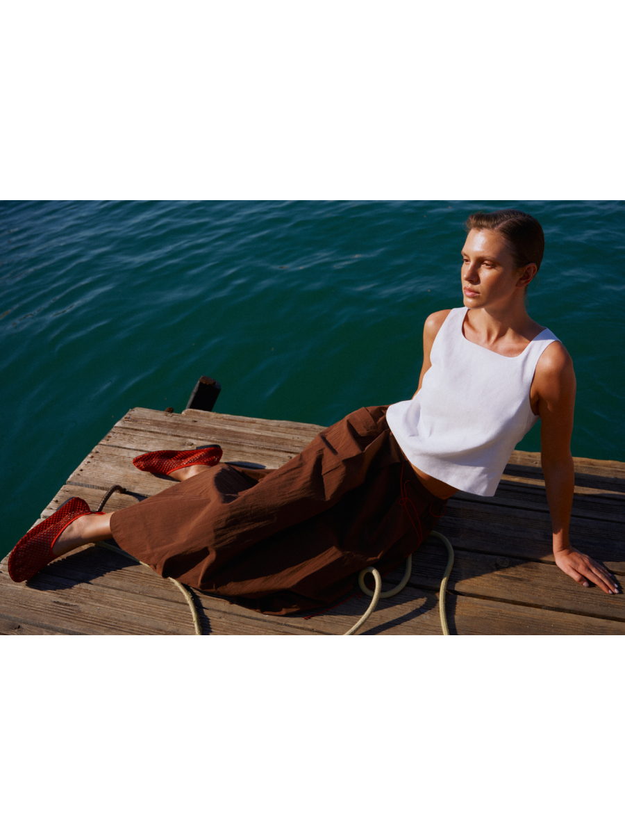 Юбка миди А-силуэта из хлопка