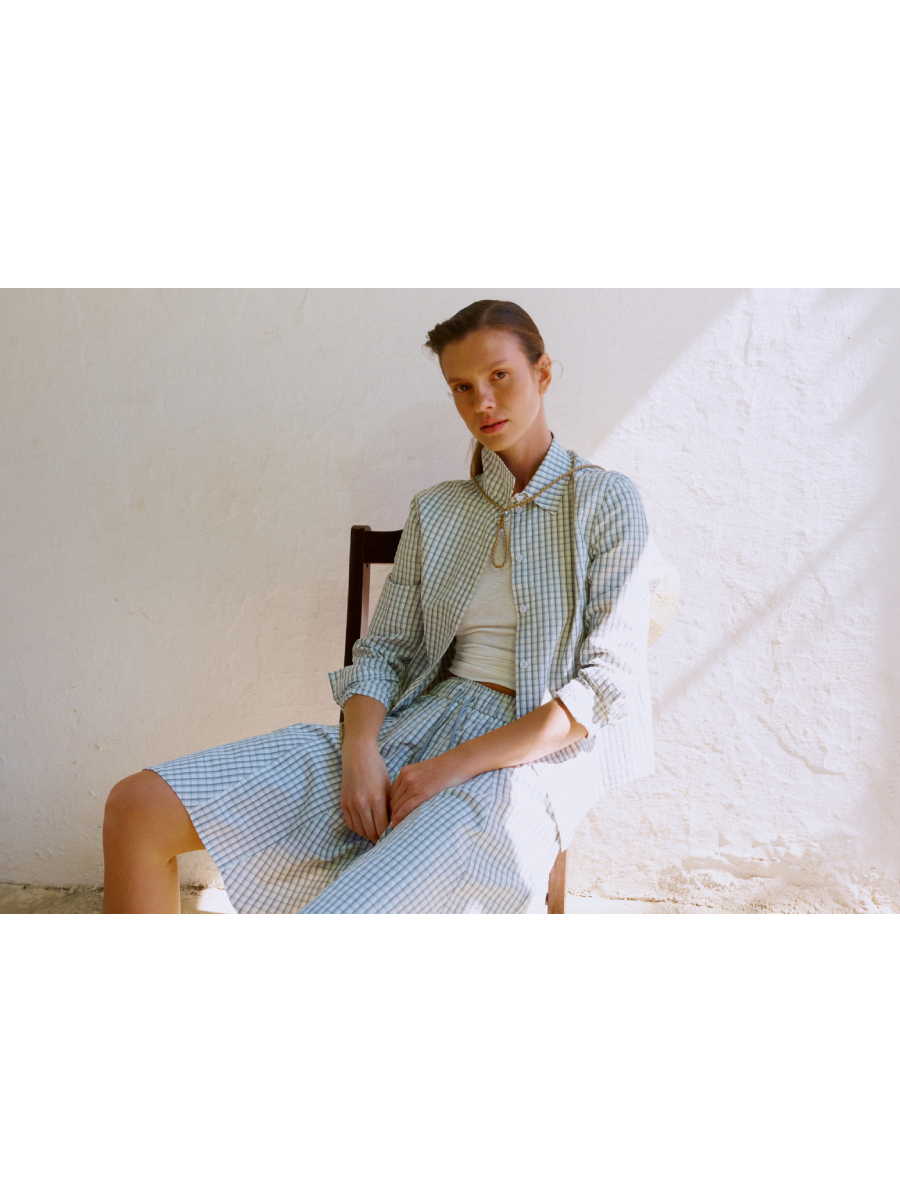Рубашка малообъемная из хлопка в клетку