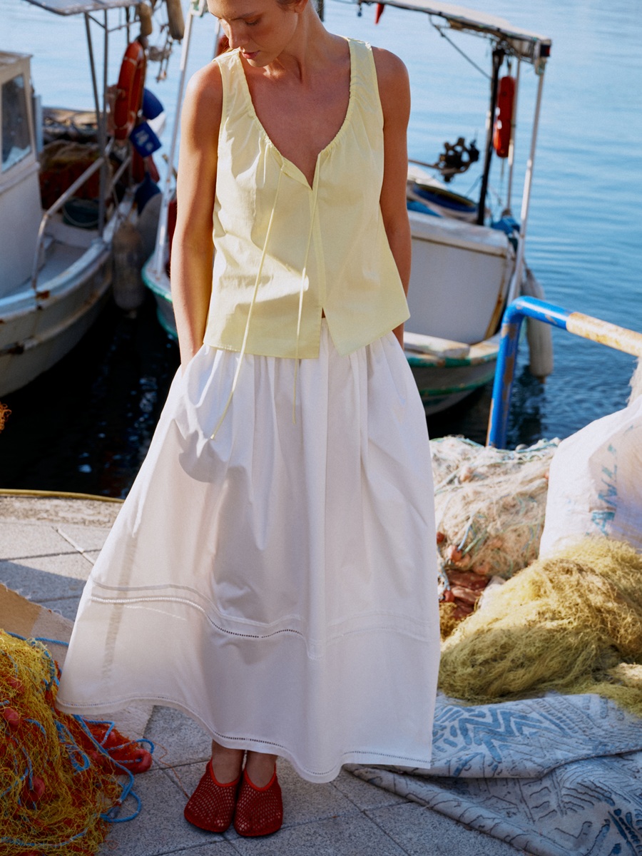 Топ на завязках из хлопка с вышивкой