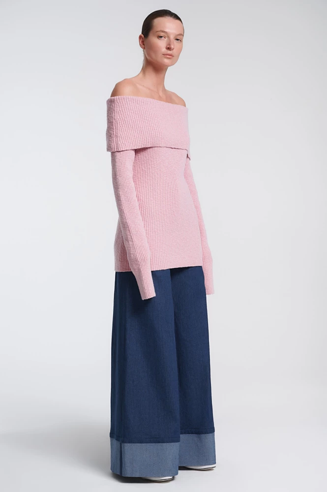 Джемпер с открытыми плечами из хлопка