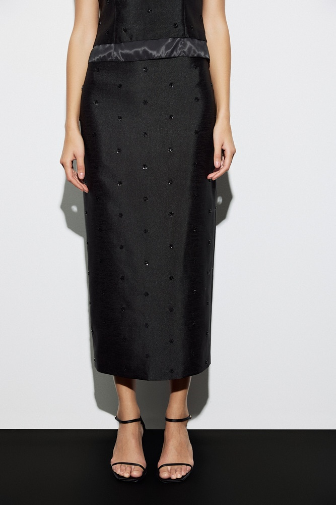 Юбка миди с вышивкой бисером