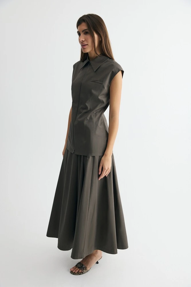 Рубашка с коротким рукавом на молнии