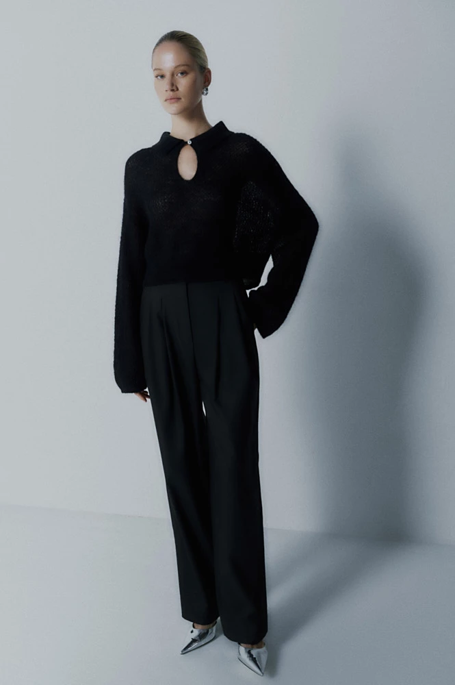 Джемпер-паутинка с воротником