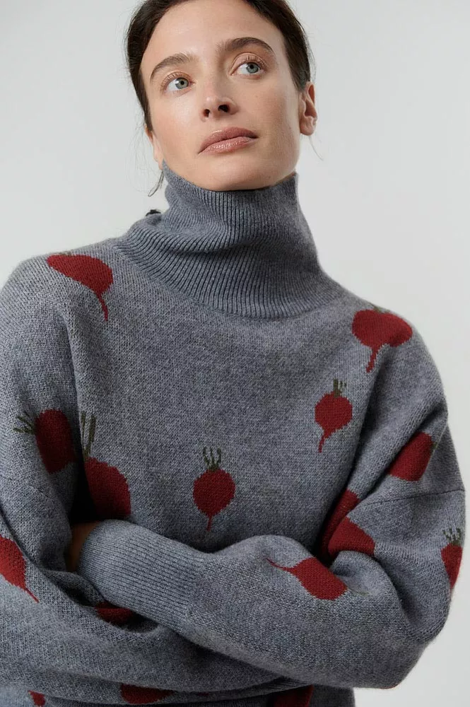 Свитер оверсайз из шерсти с принтом
