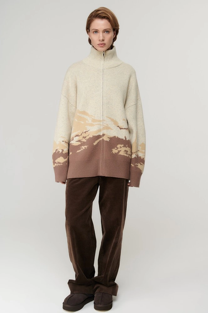 Кардиган оверсайз из шерсти с принтом