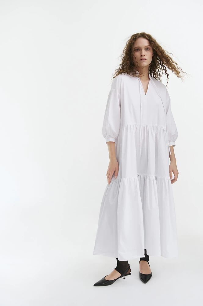 Платье хлопковое со сборкой