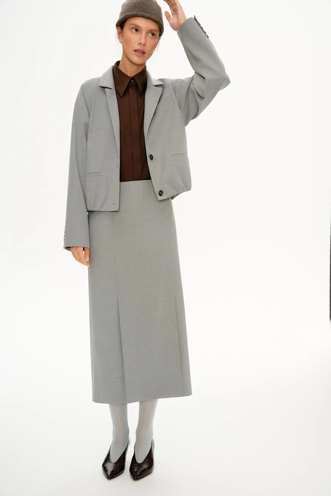 Рубашка прямого силуэта из костюмной ткани