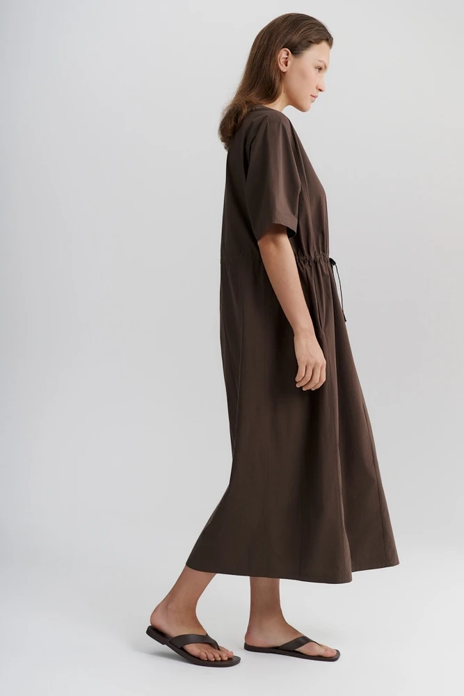 Платье миди с коротким рукавом из хлопка