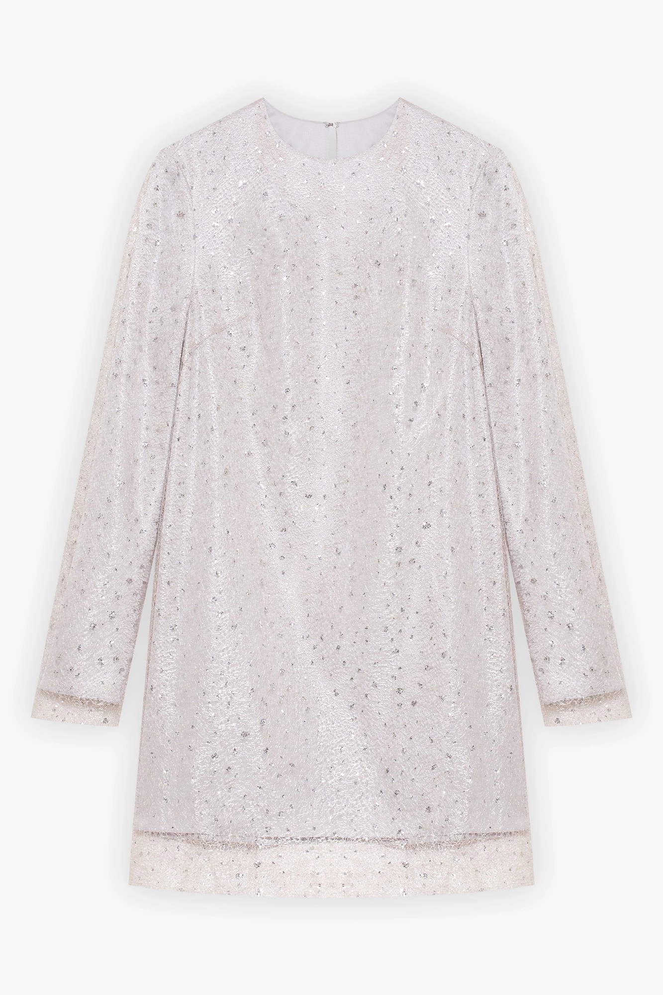 Платье мини из ажурной ткани декорированной глиттером