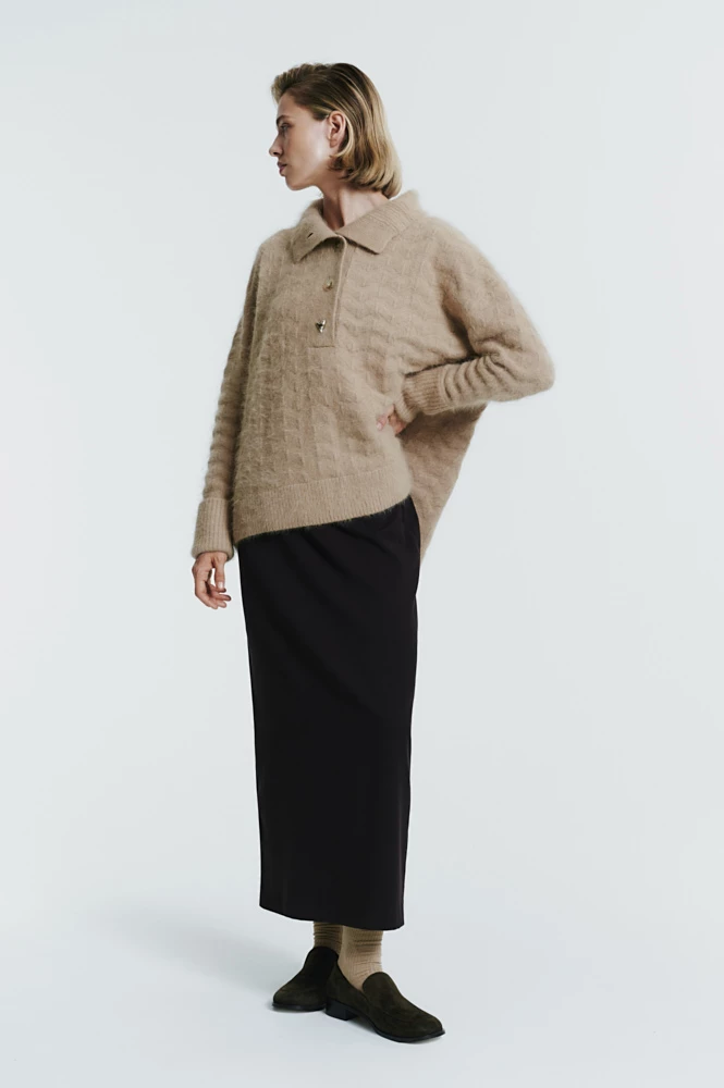 Свитер поло фактурный из ангоры