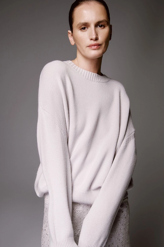 Свитер оверсайз с круглой горловиной из шерсти и кашемира