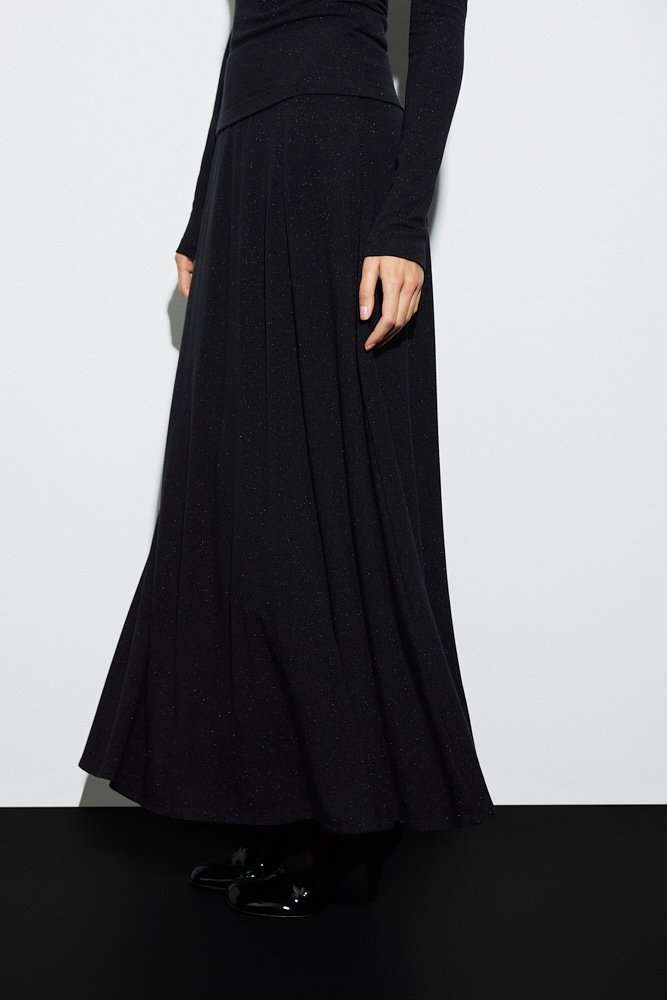 Юбка макси из трикотажа с люрексом