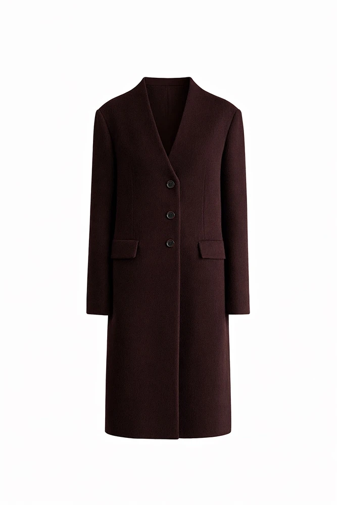 Пальто однобортное из шерсти