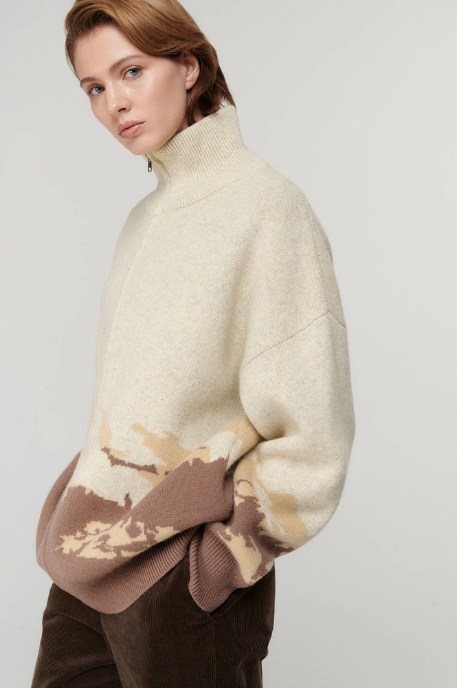 Кардиган оверсайз из шерсти с принтом