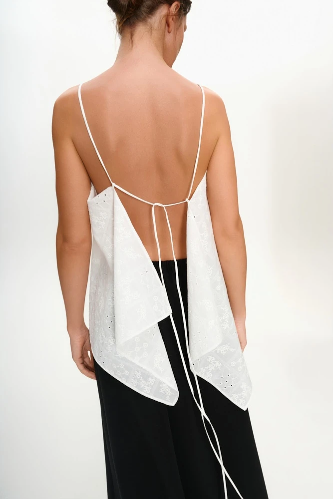 Топ на тонких бретелях из хлопка Broderie Anglaise