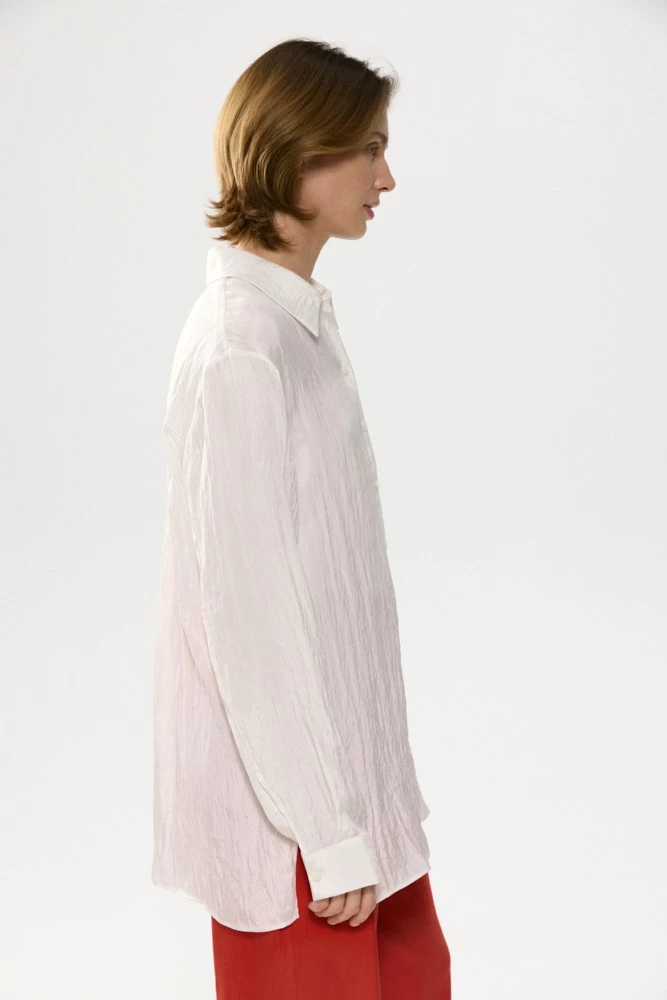 Рубашка прямого кроя с эффектом мокрого шелка
