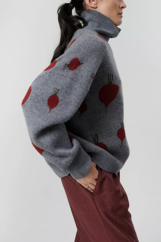 Свитер оверсайз из шерсти с принтом