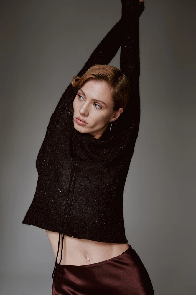 Джемпер-паутинка с кулиской из альпака и мериноса