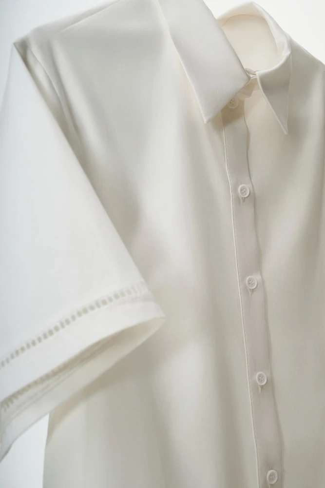 Рубашка из хлопка с кружевной тесьмой