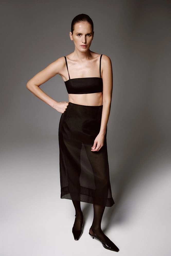 Юбка миди из прозрачной ткани