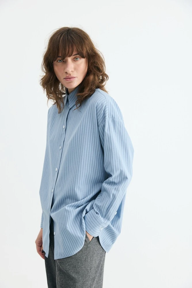 Рубашка базовая из хлопка в полоску