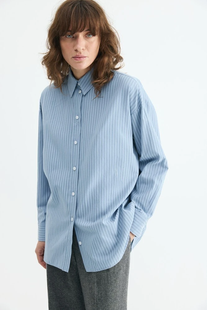 Рубашка базовая из хлопка в полоску