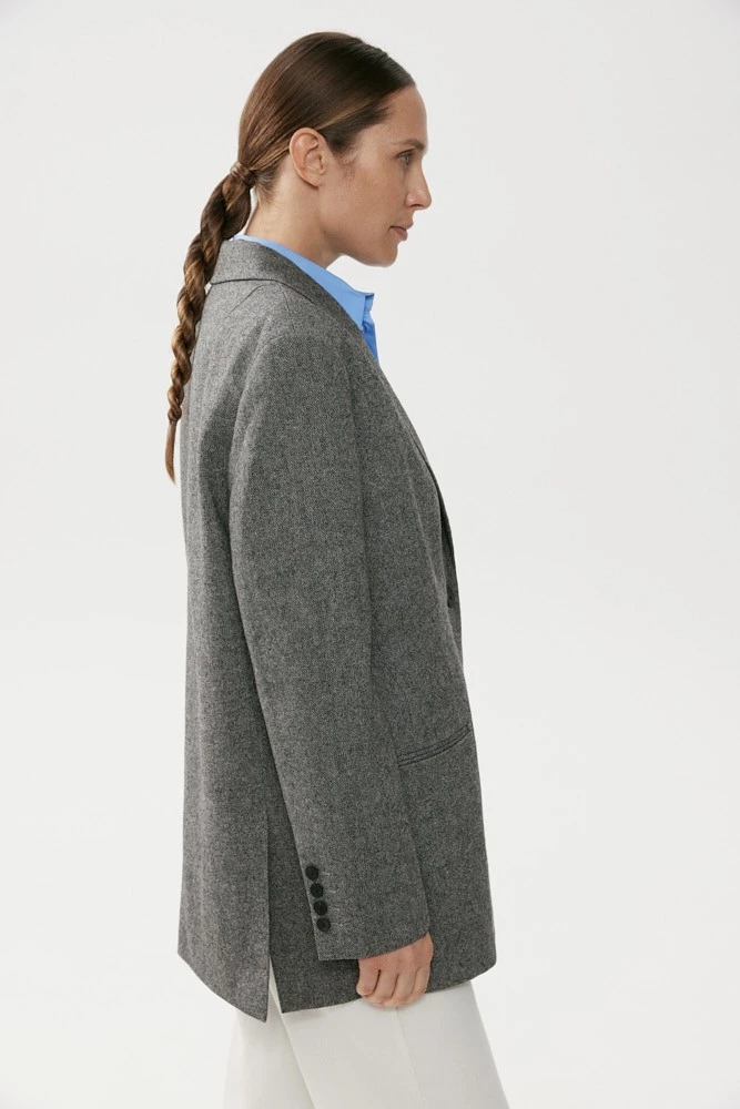 Жакет оверсайз однобортный из шерсти