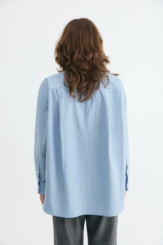 Рубашка базовая из хлопка в полоску