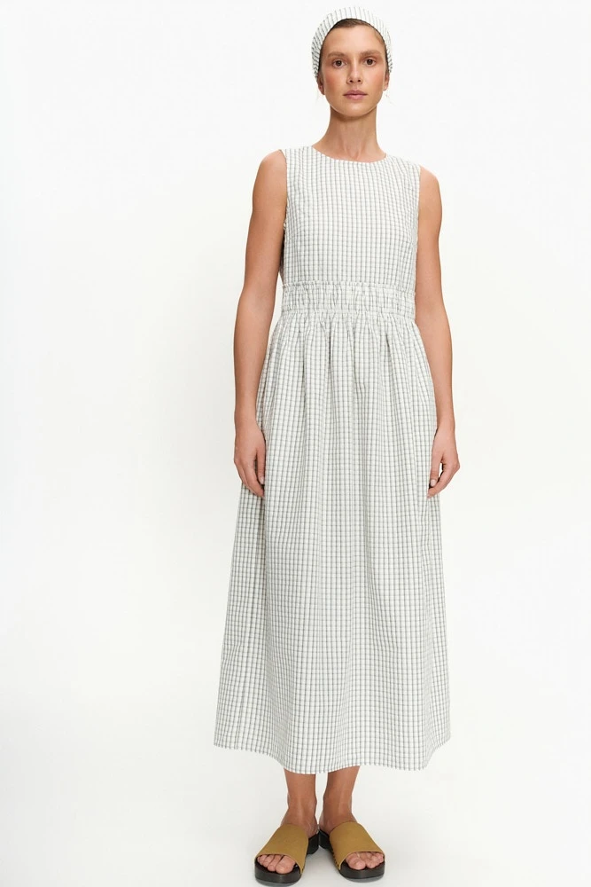 Платье миди из хлопка в клетку