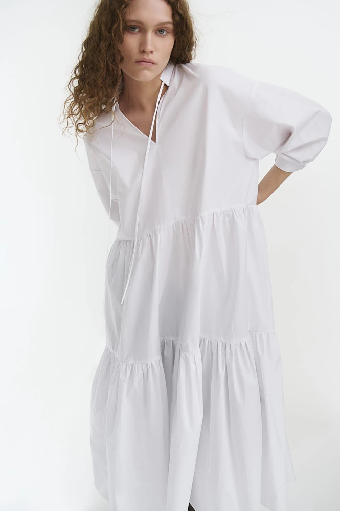 Платье хлопковое со сборкой
