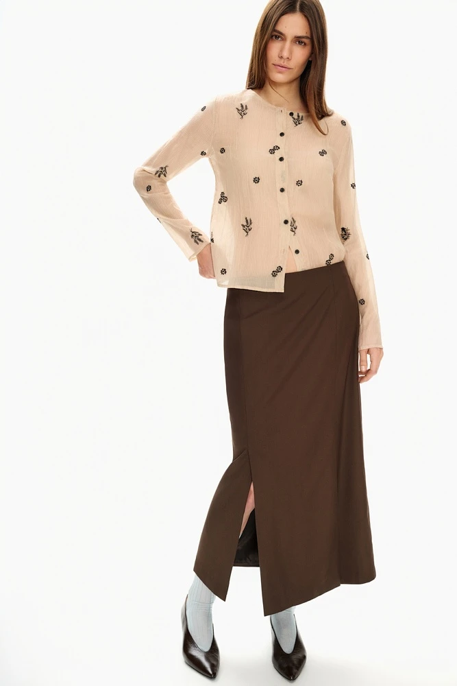 Блуза прозрачная с вышивкой