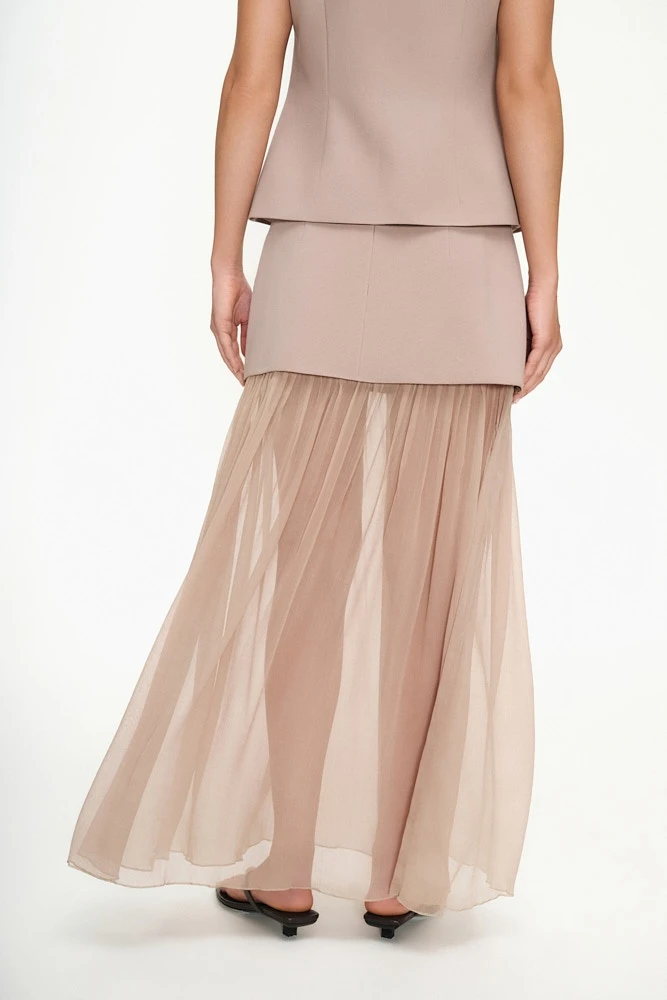 Юбка макси двойная из вискозы крэш