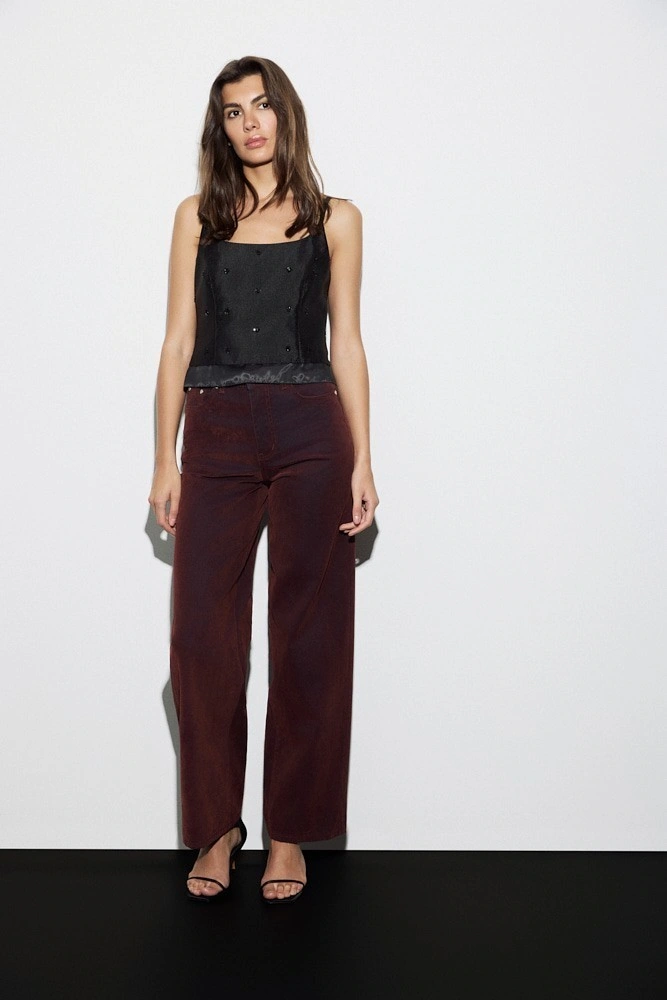 Джинсы прямые из денима с велюровым эффектом