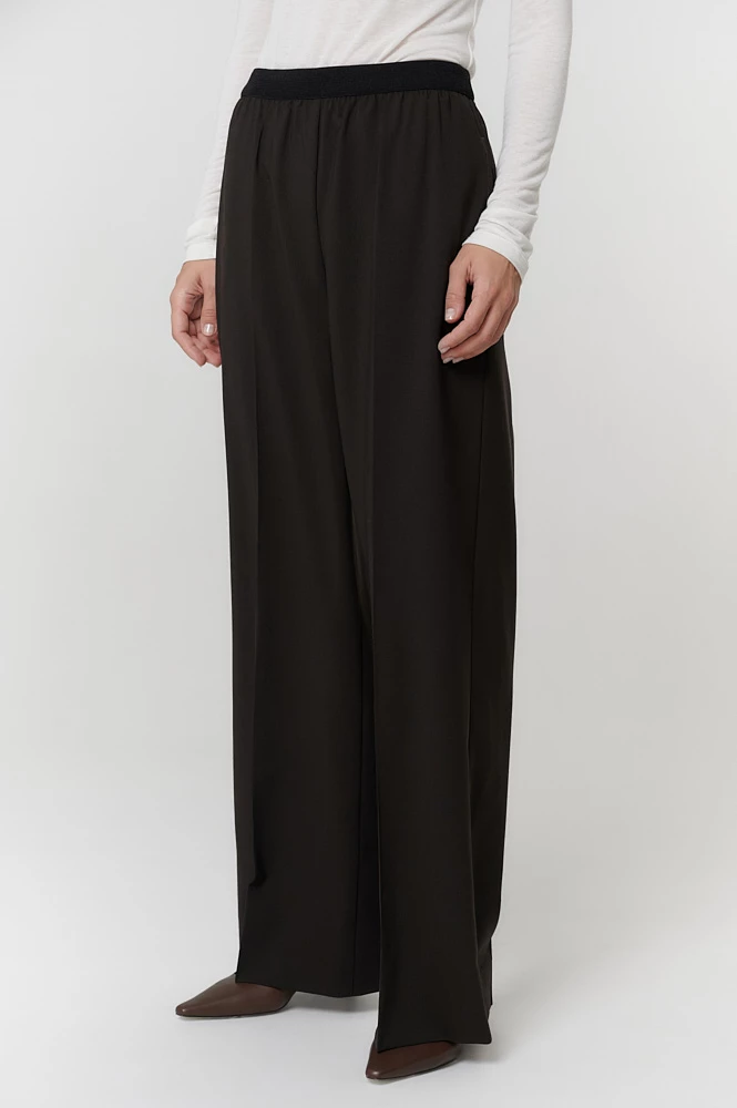 Брюки широкие с эластичным поясом из премиальной итальянской шерсти