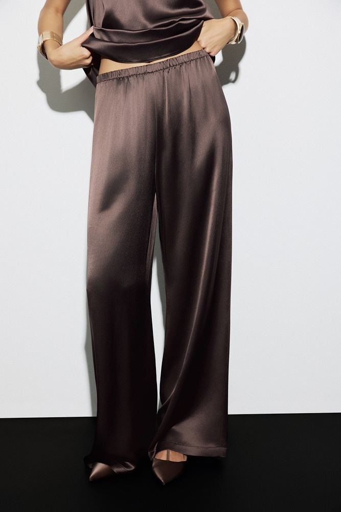 Брюки широкие из атласной ткани