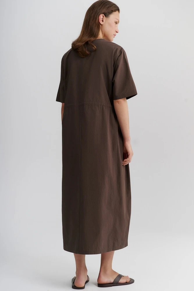 Платье миди с коротким рукавом из хлопка