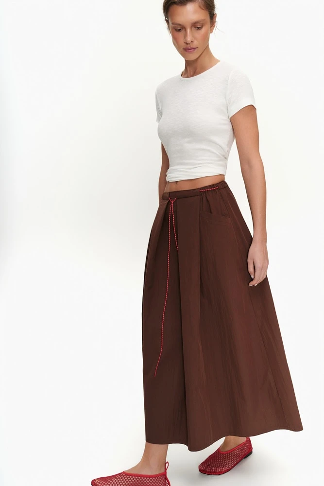 Юбка миди А-силуэта из хлопка