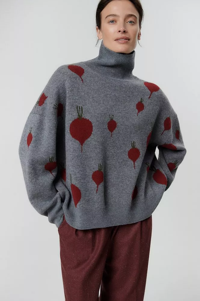 Свитер оверсайз из шерсти с принтом