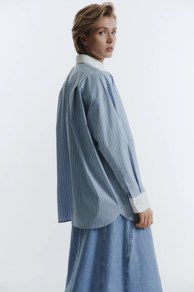 Рубашка с контрастными манжетами и воротником 