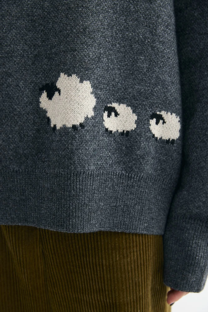 Свитер оверсайз из шерсти с принтом