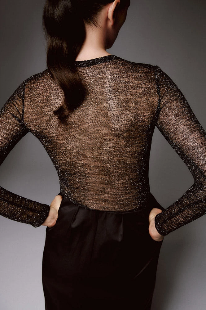 Лонгслив трикотажный полупрозрачный