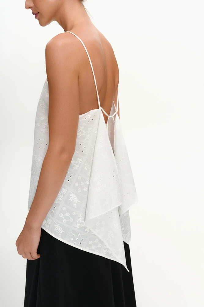 Топ на тонких бретелях из хлопка Broderie Anglaise
