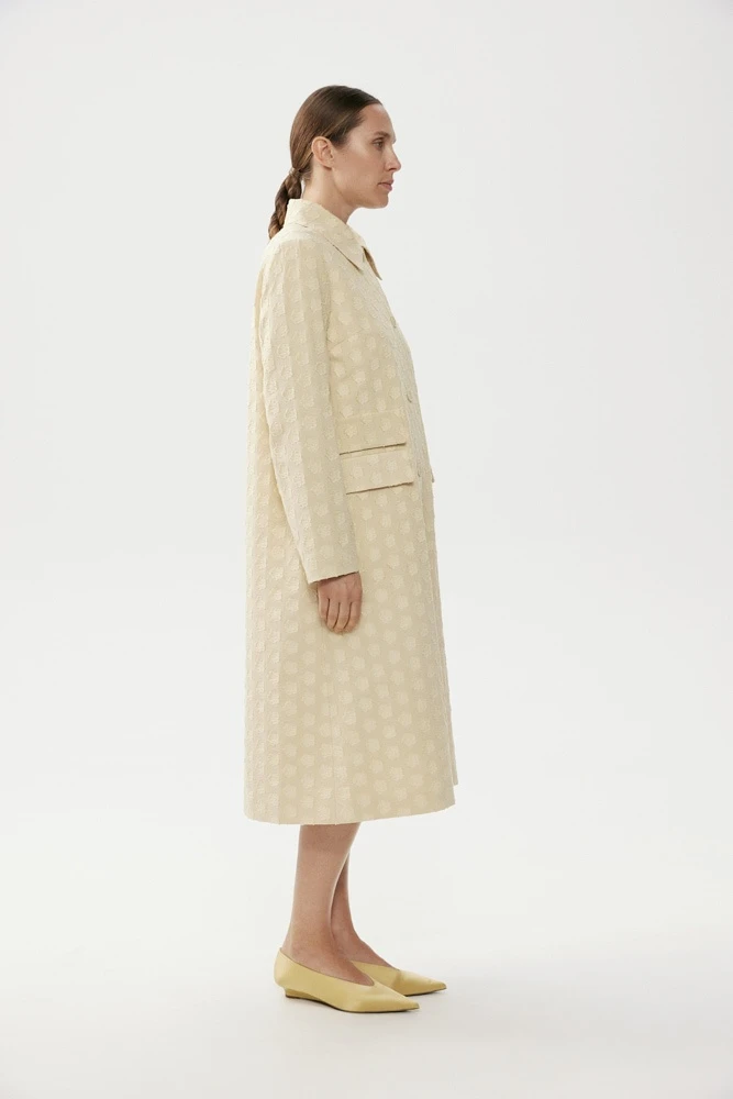 Тренч из хлопкового жаккарда с цветами