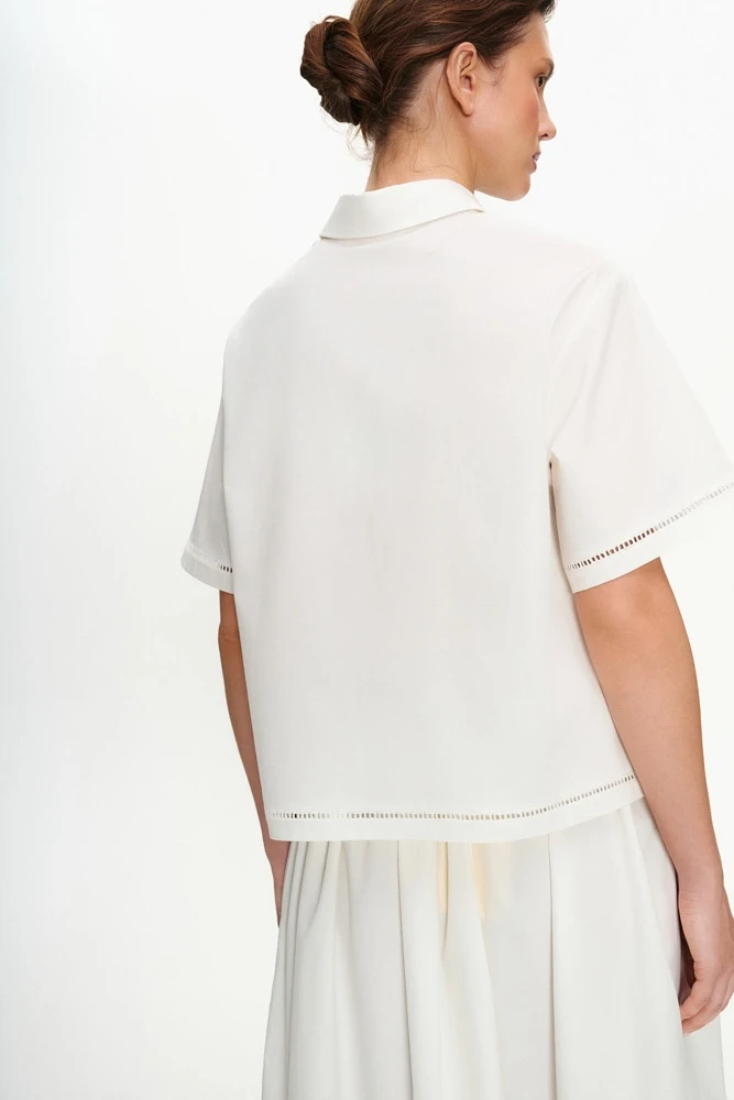 Рубашка из хлопка с кружевной тесьмой