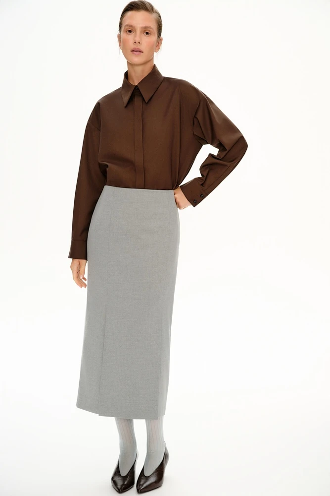 Рубашка прямого силуэта из костюмной ткани