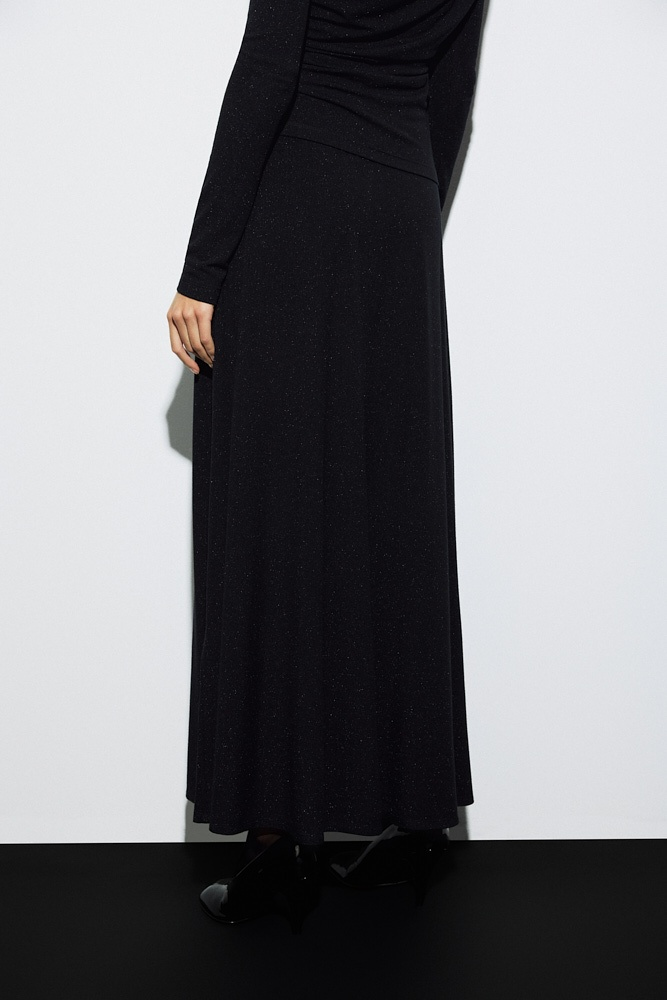 Юбка макси из трикотажа с люрексом
