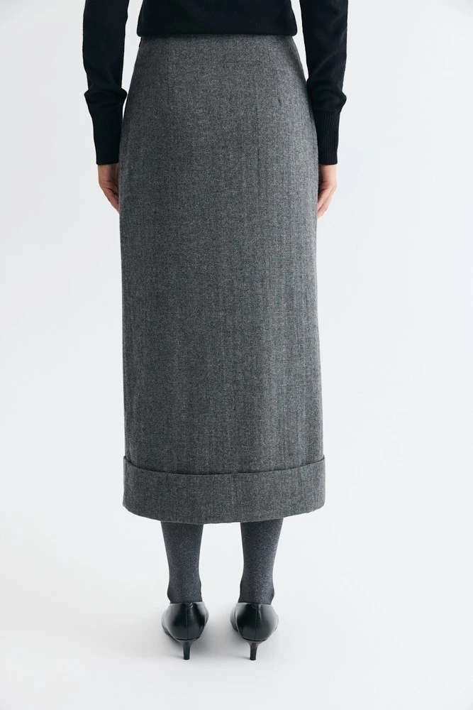 Юбка миди со складками из шерсти