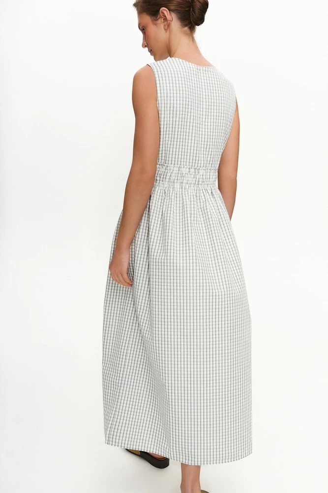 Платье миди из хлопка в клетку