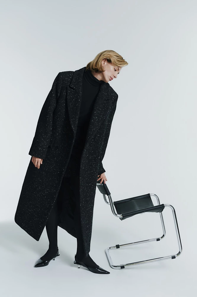 Пальто утепленное из шерсти и шелка